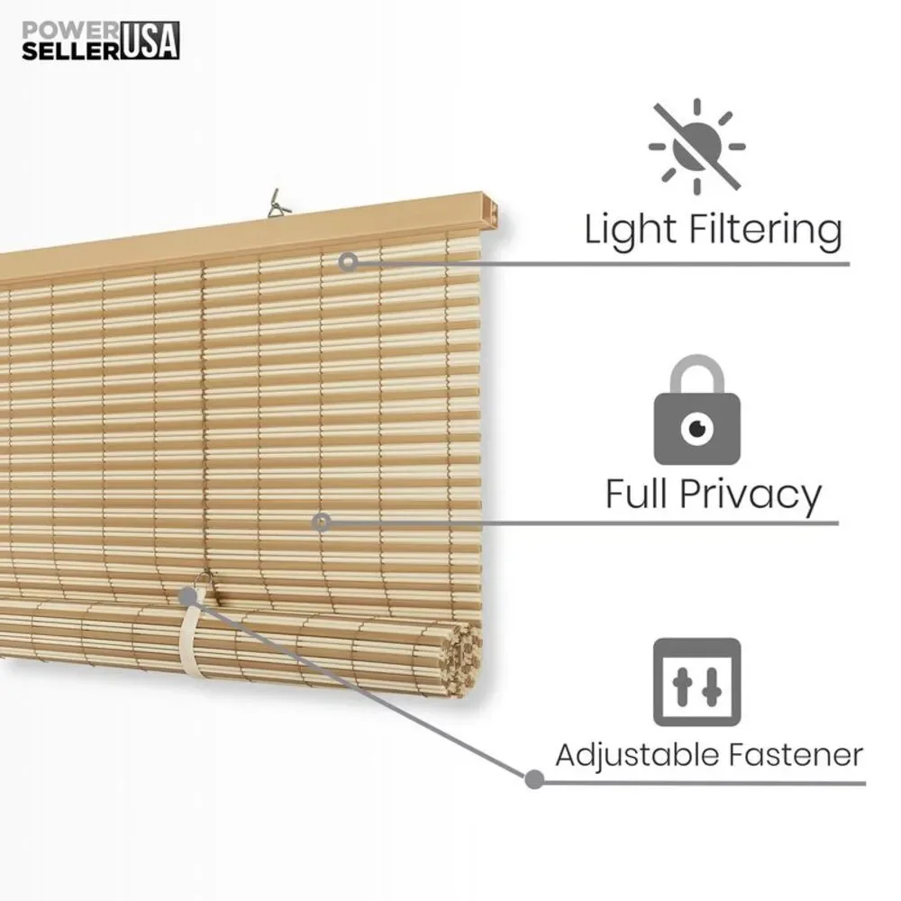 PowerSellerUSA Light Filtering Cordless Rollup Window Blinds, 72L x 30W Inches